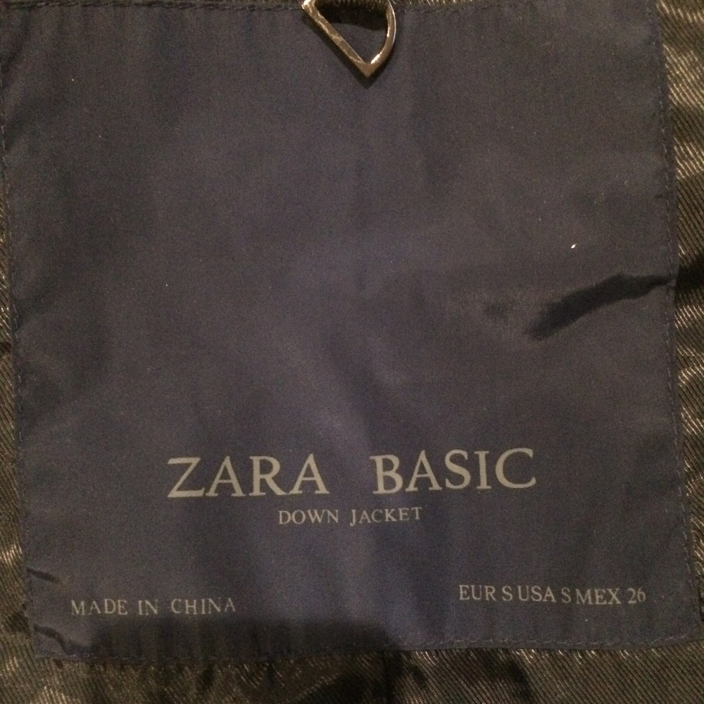Zara Basic Down Filled Navy Jacket Sz S - image 3